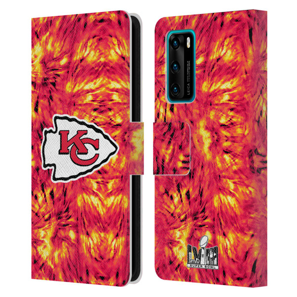 NFL 2024 Super Bowl LVIII Champions Kansas City Chiefs Tie Dye Leather Book Wallet Case Cover For Huawei P40 5G