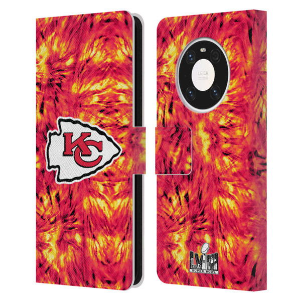 NFL 2024 Super Bowl LVIII Champions Kansas City Chiefs Tie Dye Leather Book Wallet Case Cover For Huawei Mate 40 Pro 5G