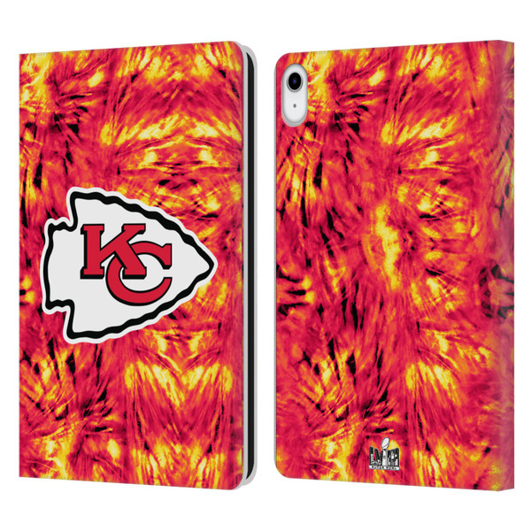 NFL 2024 Super Bowl LVIII Champions Kansas City Chiefs Tie Dye Leather Book Wallet Case Cover For Apple iPad 10.9 (2022)