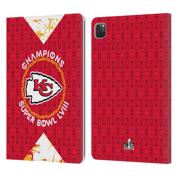 NFL 2024 Super Bowl LVIII Champions Kansas City Chiefs Patterns Leather Book Wallet Case Cover For Apple iPad Pro 11 2020 / 2021 / 2022