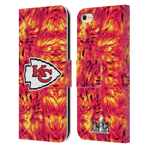 NFL 2024 Super Bowl LVIII Champions Kansas City Chiefs Tie Dye Leather Book Wallet Case Cover For Apple iPhone 6 / iPhone 6s