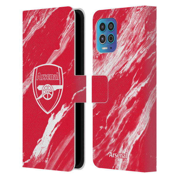 Arsenal FC Crest Patterns Red Marble Leather Book Wallet Case Cover For Motorola Moto G100