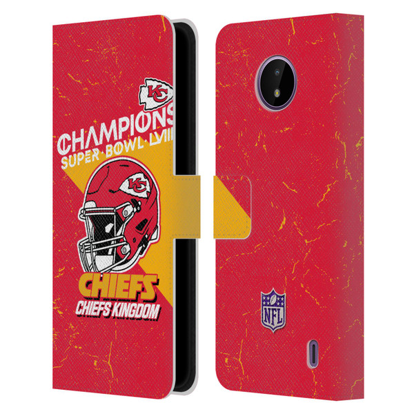 NFL 2024 Super Bowl LVIII Champions Kansas City Chiefs Helmet Leather Book Wallet Case Cover For Nokia C10 / C20