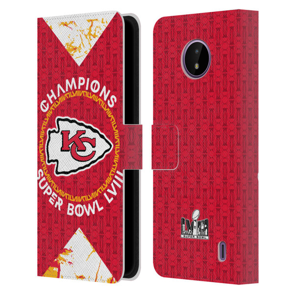 NFL 2024 Super Bowl LVIII Champions Kansas City Chiefs Patterns Leather Book Wallet Case Cover For Nokia C10 / C20