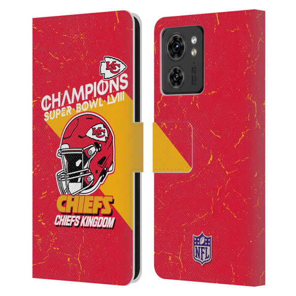 NFL 2024 Super Bowl LVIII Champions Kansas City Chiefs Helmet Leather Book Wallet Case Cover For Motorola Moto Edge 40