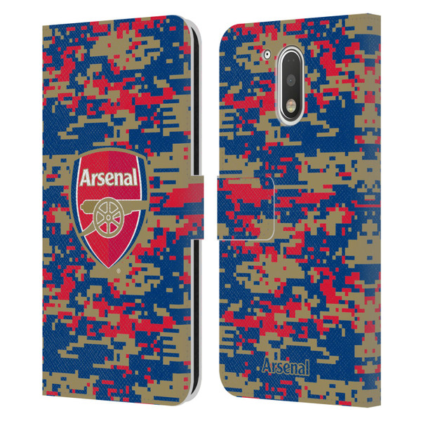 Arsenal FC Crest Patterns Digital Camouflage Leather Book Wallet Case Cover For Motorola Moto G41