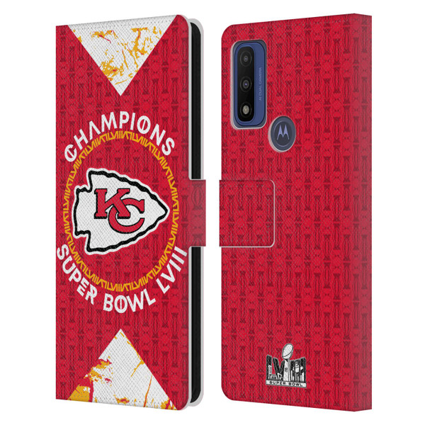 NFL 2024 Super Bowl LVIII Champions Kansas City Chiefs Patterns Leather Book Wallet Case Cover For Motorola G Pure