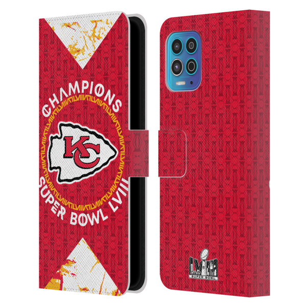 NFL 2024 Super Bowl LVIII Champions Kansas City Chiefs Patterns Leather Book Wallet Case Cover For Motorola Moto G100