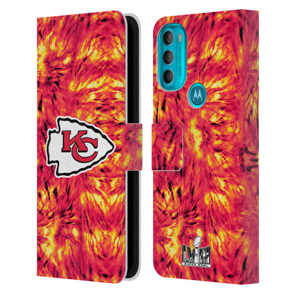NFL 2024 Super Bowl LVIII Champions Kansas City Chiefs Tie Dye Leather Book Wallet Case Cover For Motorola Moto G71 5G