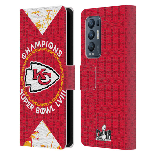 NFL 2024 Super Bowl LVIII Champions Kansas City Chiefs Patterns Leather Book Wallet Case Cover For OPPO Find X3 Neo / Reno5 Pro+ 5G