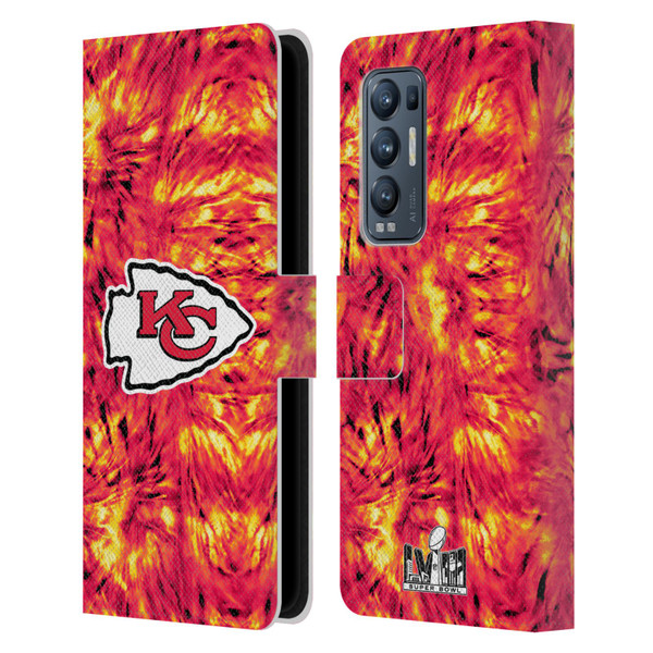 NFL 2024 Super Bowl LVIII Champions Kansas City Chiefs Tie Dye Leather Book Wallet Case Cover For OPPO Find X3 Neo / Reno5 Pro+ 5G