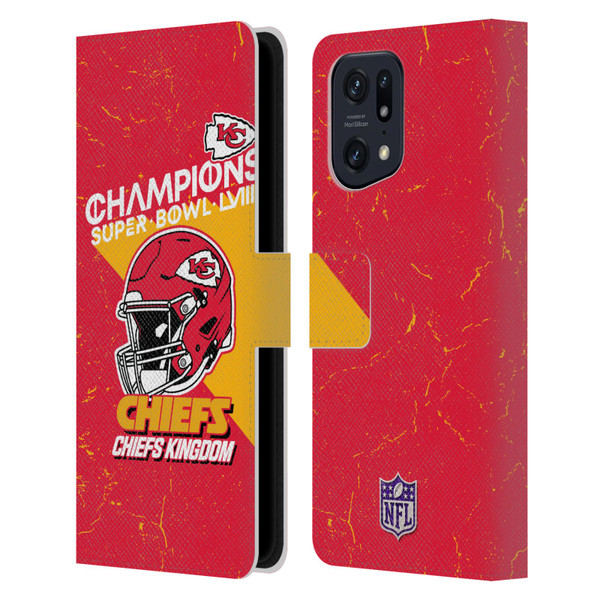 NFL 2024 Super Bowl LVIII Champions Kansas City Chiefs Helmet Leather Book Wallet Case Cover For OPPO Find X5