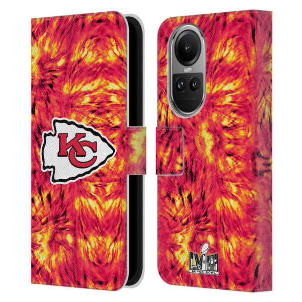 NFL 2024 Super Bowl LVIII Champions Kansas City Chiefs Tie Dye Leather Book Wallet Case Cover For OPPO Reno10 5G / Reno10 Pro 5G