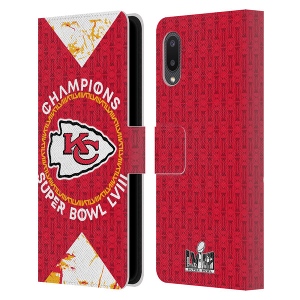 NFL 2024 Super Bowl LVIII Champions Kansas City Chiefs Patterns Leather Book Wallet Case Cover For Samsung Galaxy A02/M02 (2021)