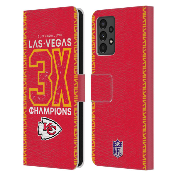 NFL 2024 Super Bowl LVIII Champions Kansas City Chiefs 3x Champ Leather Book Wallet Case Cover For Samsung Galaxy A13 (2022)