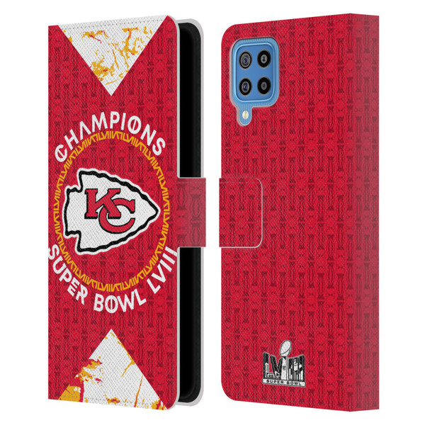 NFL 2024 Super Bowl LVIII Champions Kansas City Chiefs Patterns Leather Book Wallet Case Cover For Samsung Galaxy F22 (2021)