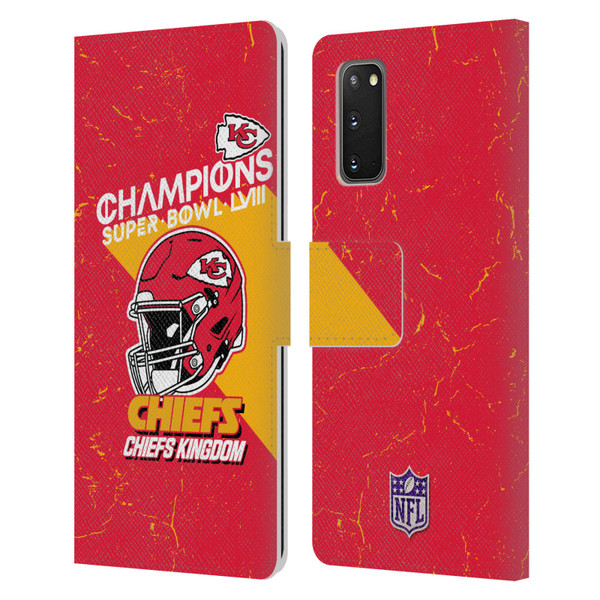 NFL 2024 Super Bowl LVIII Champions Kansas City Chiefs Helmet Leather Book Wallet Case Cover For Samsung Galaxy S20 / S20 5G