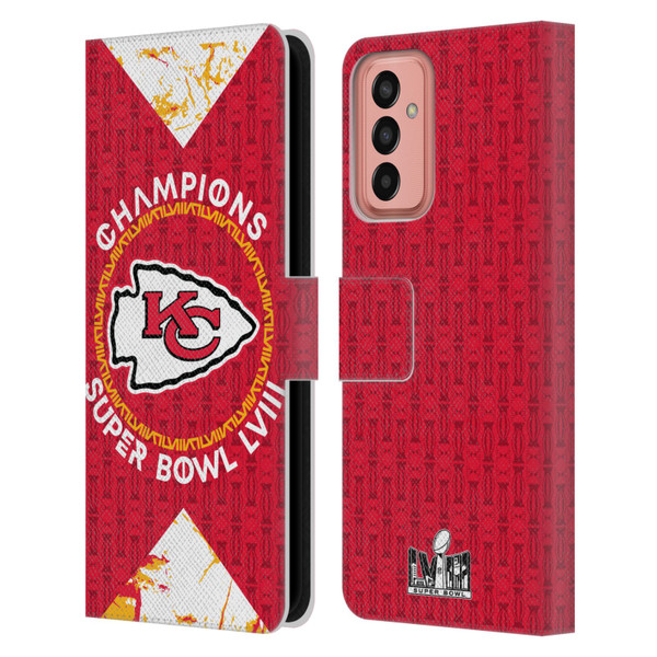 NFL 2024 Super Bowl LVIII Champions Kansas City Chiefs Patterns Leather Book Wallet Case Cover For Samsung Galaxy M13 (2022)