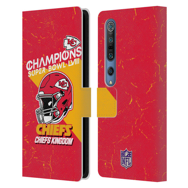 NFL 2024 Super Bowl LVIII Champions Kansas City Chiefs Helmet Leather Book Wallet Case Cover For Xiaomi Mi 10 5G / Mi 10 Pro 5G