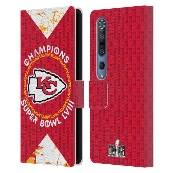 NFL 2024 Super Bowl LVIII Champions Kansas City Chiefs Patterns Leather Book Wallet Case Cover For Xiaomi Mi 10 5G / Mi 10 Pro 5G