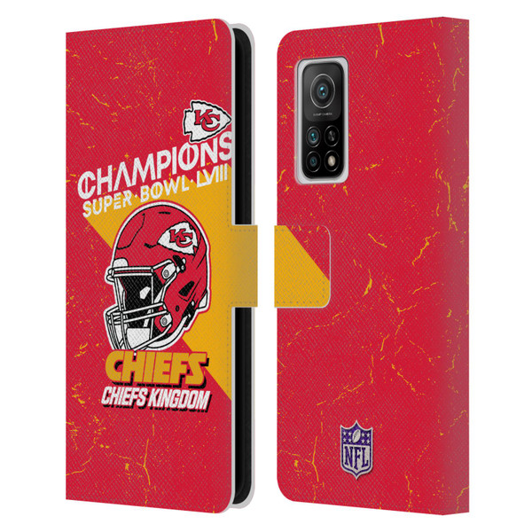 NFL 2024 Super Bowl LVIII Champions Kansas City Chiefs Helmet Leather Book Wallet Case Cover For Xiaomi Mi 10T 5G