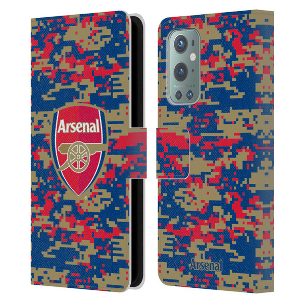 Arsenal FC Crest Patterns Digital Camouflage Leather Book Wallet Case Cover For OnePlus 9