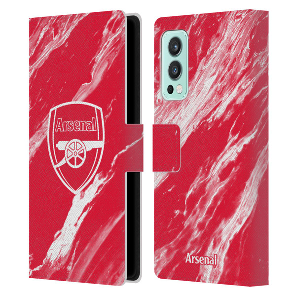 Arsenal FC Crest Patterns Red Marble Leather Book Wallet Case Cover For OnePlus Nord 2 5G