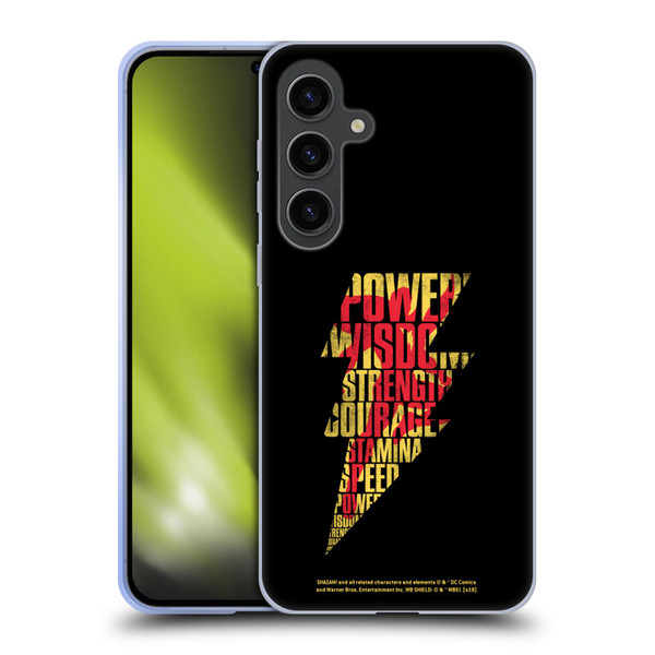 Shazam! 2019 Movie Logos Distressed Look Lightning Soft Gel Case for Samsung Galaxy S24+ 5G