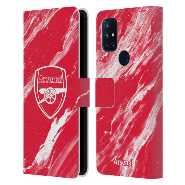Arsenal FC Crest Patterns Red Marble Leather Book Wallet Case Cover For OnePlus Nord N10 5G