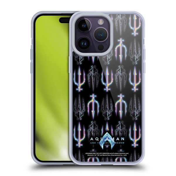 Aquaman And The Lost Kingdom Graphics Trident Pattern Soft Gel Case for Apple iPhone 14 Pro Max