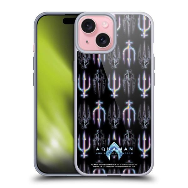 Aquaman And The Lost Kingdom Graphics Trident Pattern Soft Gel Case for Apple iPhone 15