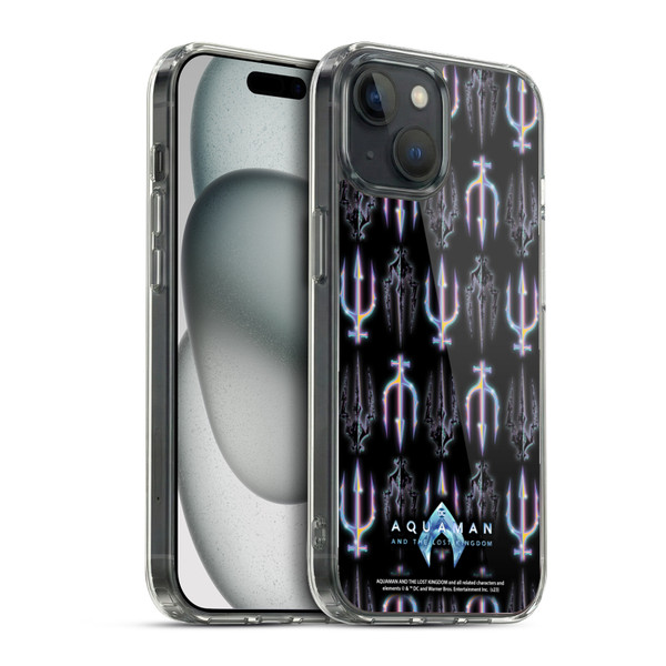 Aquaman And The Lost Kingdom Graphics Trident Pattern Soft Gel Case for Apple iPhone 15 & MagSafe