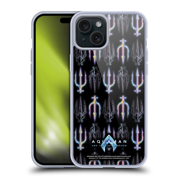 Aquaman And The Lost Kingdom Graphics Trident Pattern Soft Gel Case for Apple iPhone 15 Plus