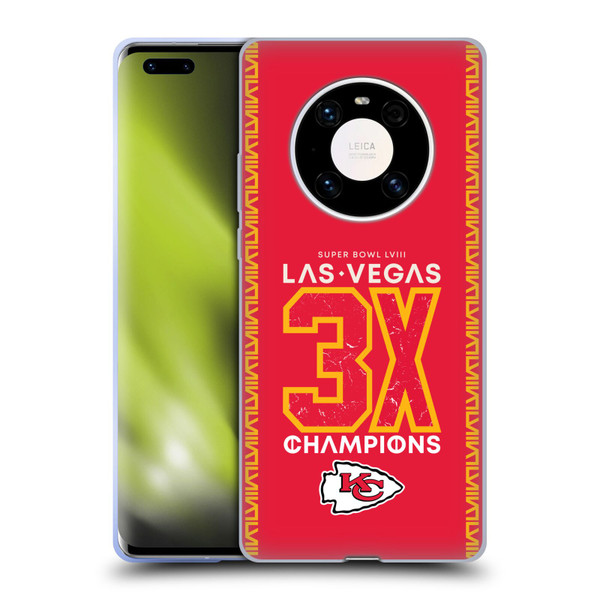 NFL 2024 Super Bowl LVIII Champions Kansas City Chiefs 3x Champ Soft Gel Case for Huawei Mate 40 Pro 5G