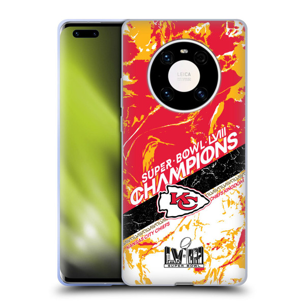 NFL 2024 Super Bowl LVIII Champions Kansas City Chiefs Marble Soft Gel Case for Huawei Mate 40 Pro 5G