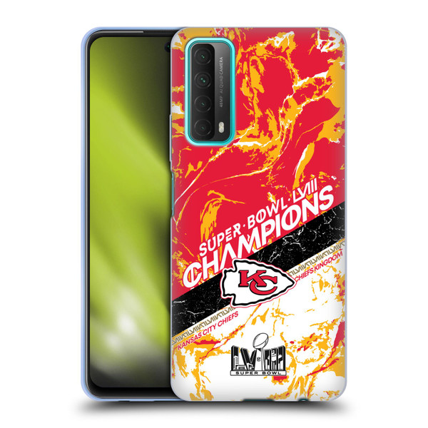 NFL 2024 Super Bowl LVIII Champions Kansas City Chiefs Marble Soft Gel Case for Huawei P Smart (2021)