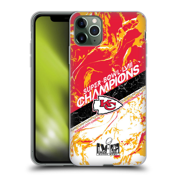 NFL 2024 Super Bowl LVIII Champions Kansas City Chiefs Marble Soft Gel Case for Apple iPhone 11 Pro Max