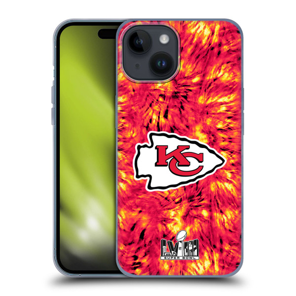 NFL 2024 Super Bowl LVIII Champions Kansas City Chiefs Tie Dye Soft Gel Case for Apple iPhone 15