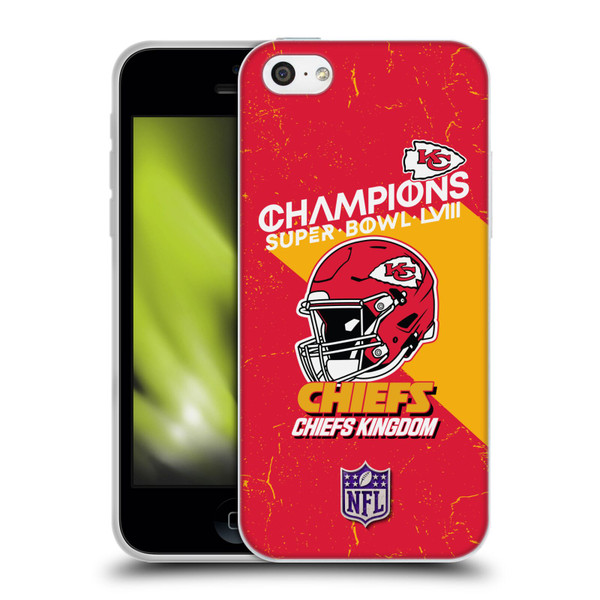 NFL 2024 Super Bowl LVIII Champions Kansas City Chiefs Helmet Soft Gel Case for Apple iPhone 5c