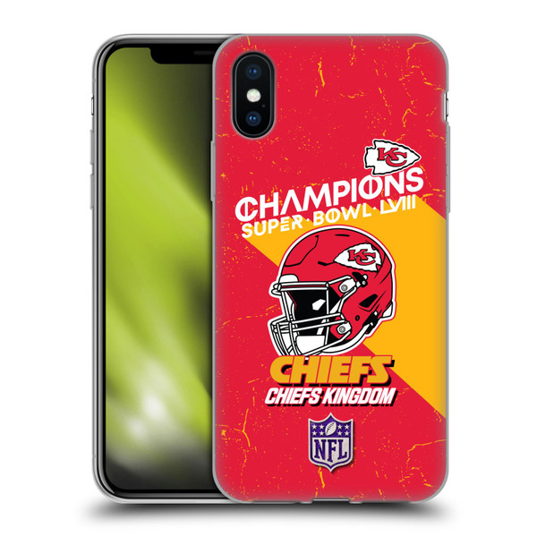 NFL 2024 Super Bowl LVIII Champions Kansas City Chiefs Helmet Soft Gel Case for Apple iPhone X / iPhone XS