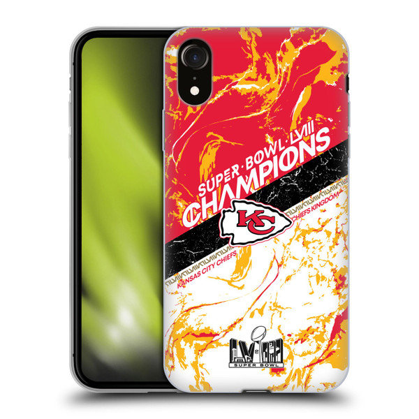 NFL 2024 Super Bowl LVIII Champions Kansas City Chiefs Marble Soft Gel Case for Apple iPhone XR