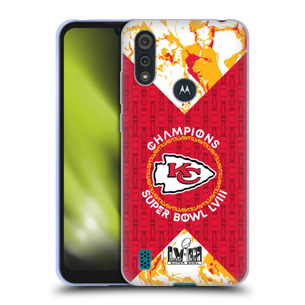 NFL 2024 Super Bowl LVIII Champions Kansas City Chiefs Patterns Soft Gel Case for Motorola Moto E6s (2020)