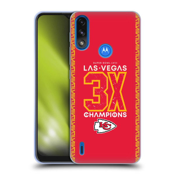 NFL 2024 Super Bowl LVIII Champions Kansas City Chiefs 3x Champ Soft Gel Case for Motorola Moto E7 Power / Moto E7i Power