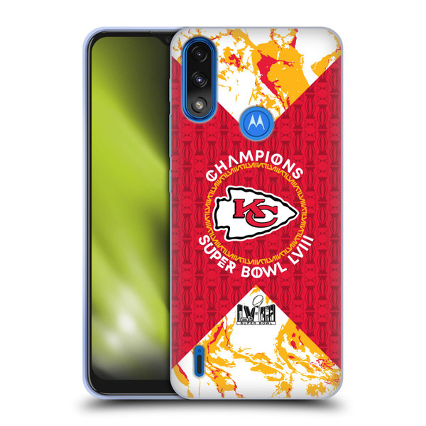 NFL 2024 Super Bowl LVIII Champions Kansas City Chiefs Patterns Soft Gel Case for Motorola Moto E7 Power / Moto E7i Power