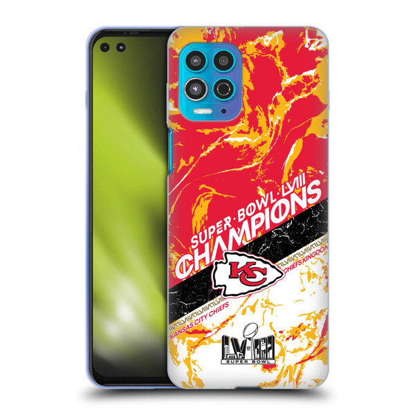 NFL 2024 Super Bowl LVIII Champions Kansas City Chiefs Marble Soft Gel Case for Motorola Moto G100