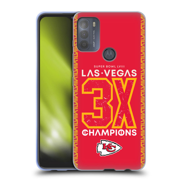 NFL 2024 Super Bowl LVIII Champions Kansas City Chiefs 3x Champ Soft Gel Case for Motorola Moto G50