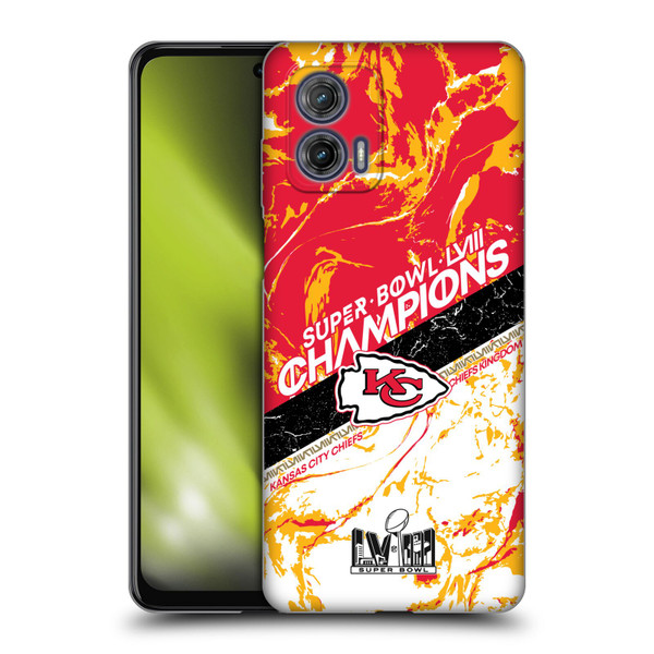 NFL 2024 Super Bowl LVIII Champions Kansas City Chiefs Marble Soft Gel Case for Motorola Moto G73 5G