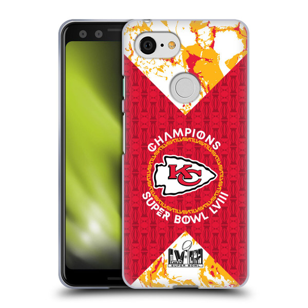 NFL 2024 Super Bowl LVIII Champions Kansas City Chiefs Patterns Soft Gel Case for Google Pixel 3