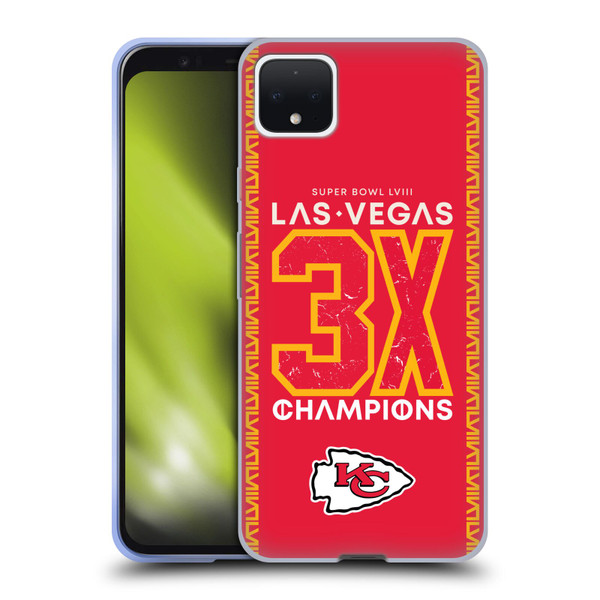 NFL 2024 Super Bowl LVIII Champions Kansas City Chiefs 3x Champ Soft Gel Case for Google Pixel 4 XL