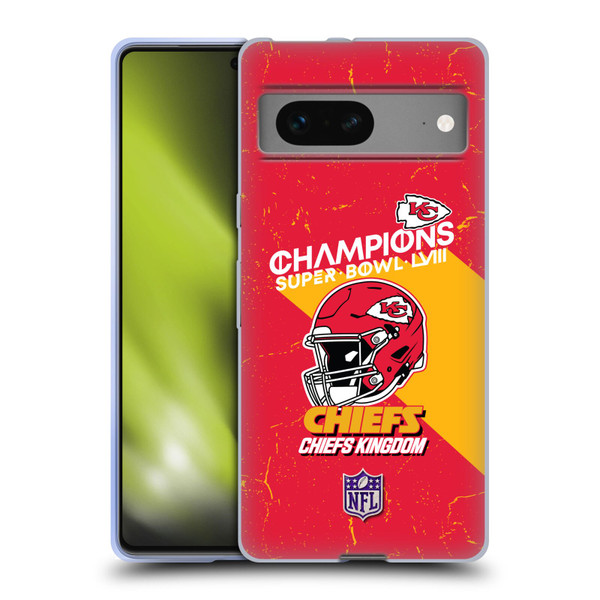 NFL 2024 Super Bowl LVIII Champions Kansas City Chiefs Helmet Soft Gel Case for Google Pixel 7